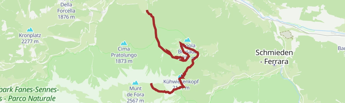Route map: Via ferrata tour - Cima dei Colli Alti